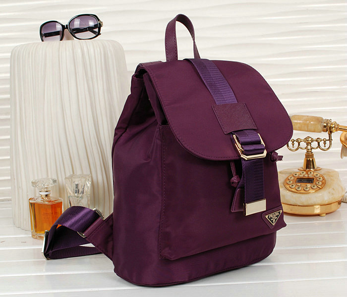 2014 Prada nylon drawstring backpack bag BZ1562 purple